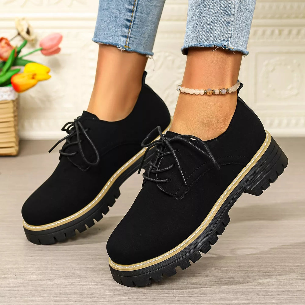 Lace-Up Platform Loafers - Trendsi - Flyclothing LLC