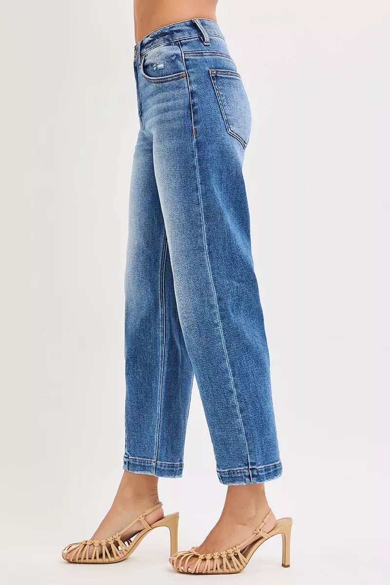 RISEN High Rise Crop Boyfriend Tapered Jeans - Trendsi - Flyclothing LLC