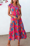 Boho Floral V Neck Ruffle Tiered Dress - Trendsi - Flyclothing LLC
