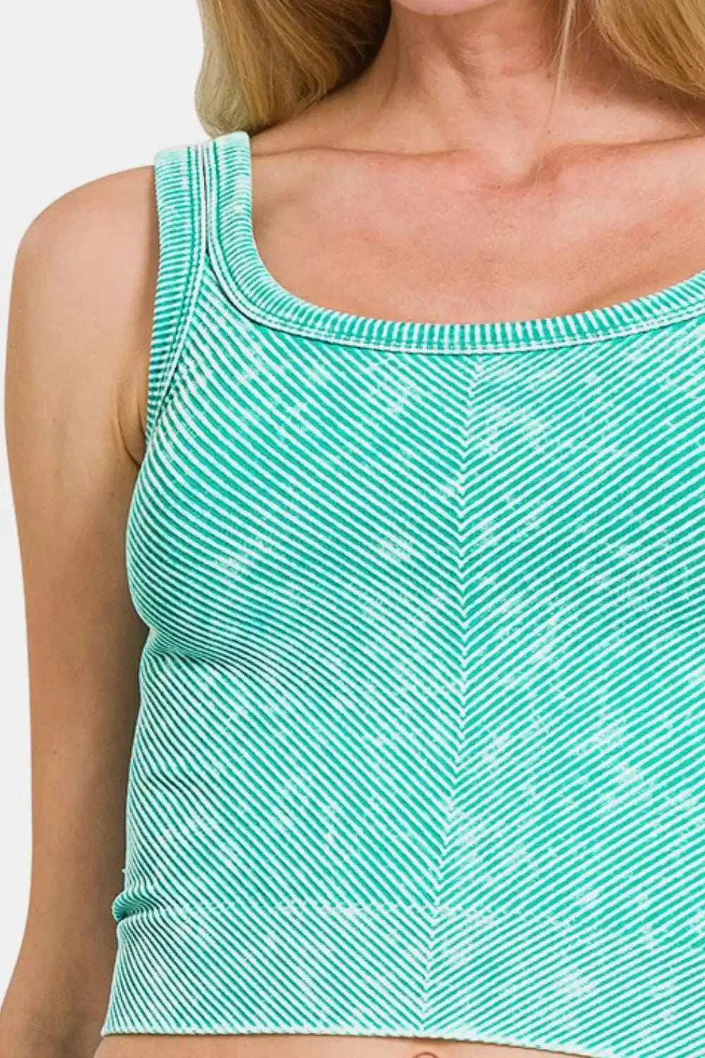Zenana Washed Ribbed Scoop Neck Wide Strap Tank - Trendsi - Flyclothing LLC