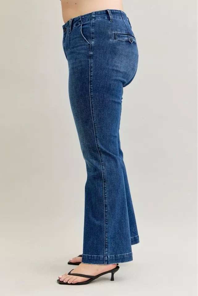 Judy Blue Full Size Mid Rise Bootcut Jeans with Welt Pockets Plus Size - Trendsi - Flyclothing LLC