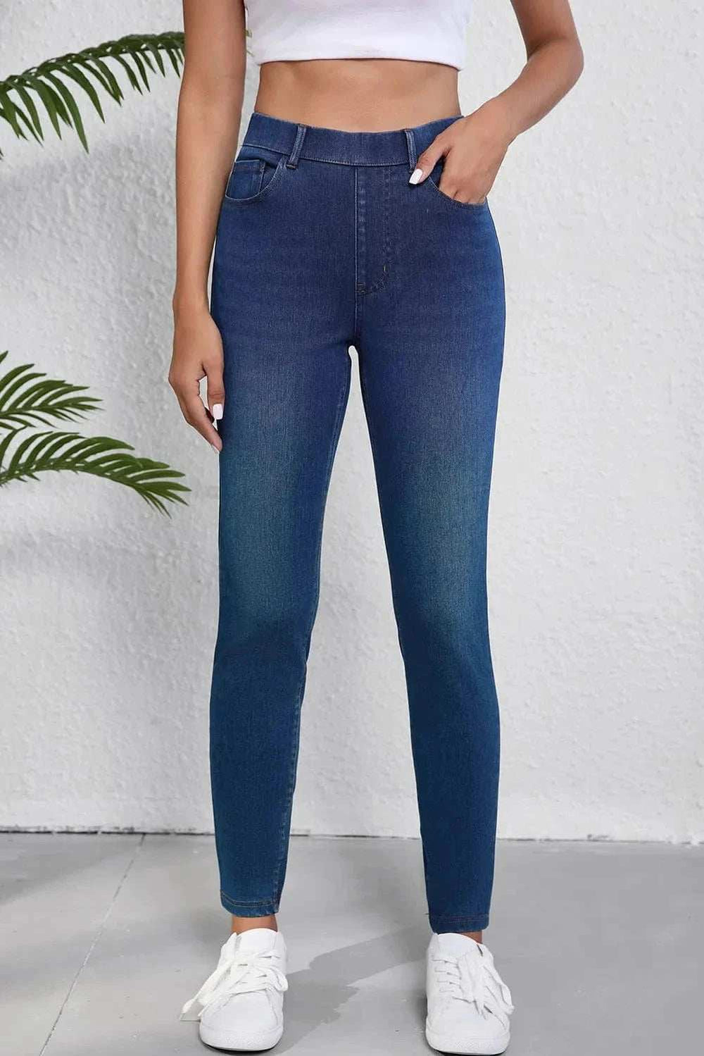 High Waist Skinny Jeans with Pockets - Trendsi - Flyclothing LLC