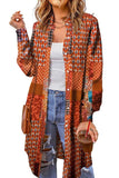 Printed Button Up Long Sleeve Cardigan - Trendsi - Flyclothing LLC
