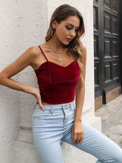 Sweetheart Neck Cropped Cami - Trendsi - Flyclothing LLC