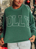 Holly Letter Round Neck Sweatshirt - Trendsi - Flyclothing LLC