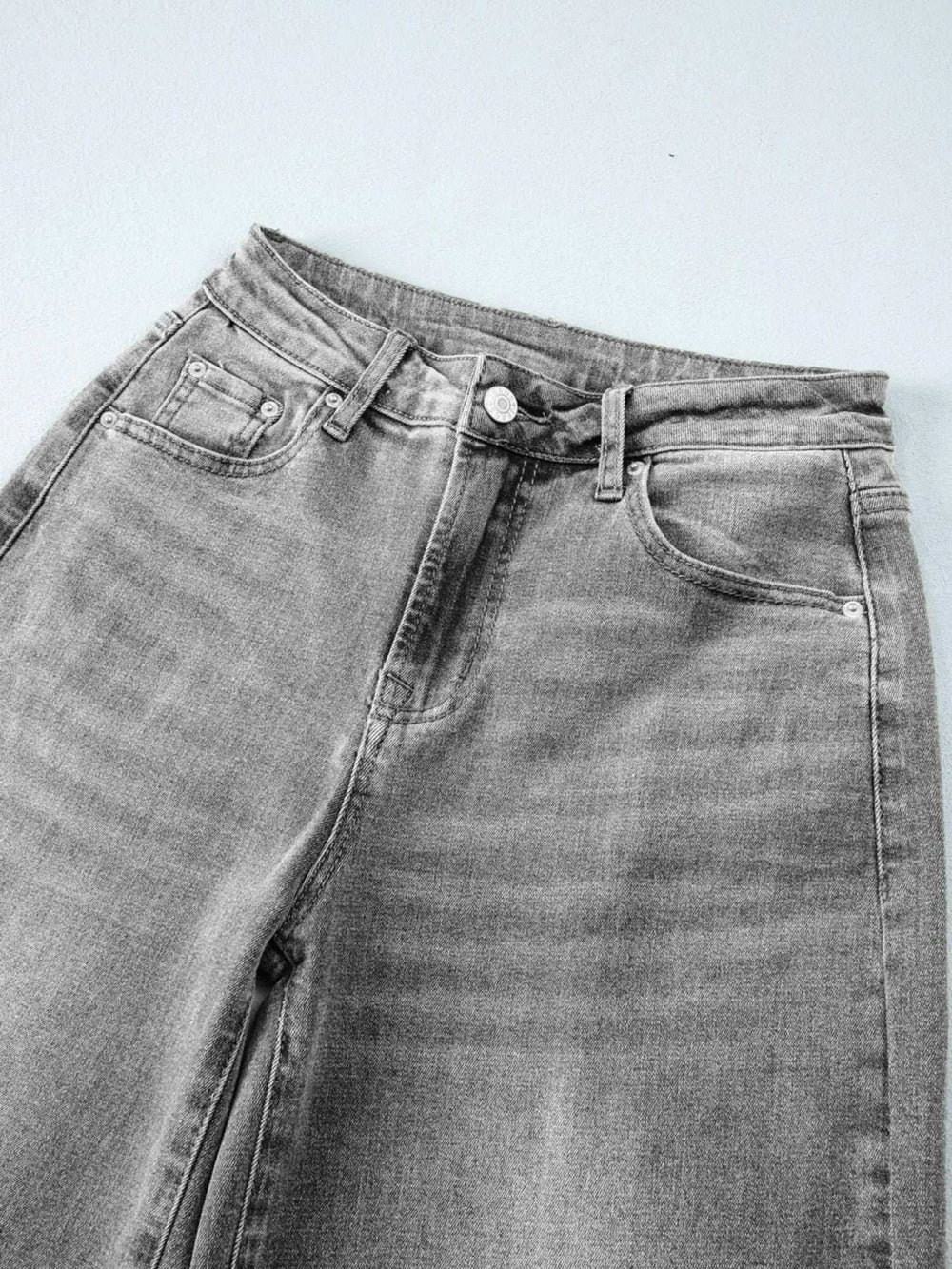 High Waist Wide Leg Washed Jeans - Trendsi - Flyclothing LLC