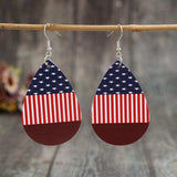 Stars and Stripes PU Leather Teardrop Earrings - Trendsi - Flyclothing LLC