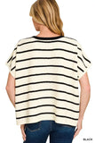 Zenana Striped Oversize Sweater Top - Trendsi - Flyclothing LLC