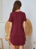 V-Neck Short Sleeve Lounge Dress - Trendsi - Flyclothing LLC