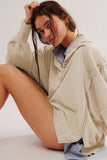 Exposed Seam Side Slit Long Sleeve Sweatshirt - Trendsi - Flyclothing LLC
