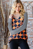 Heimish Full Size Checkered Contrast Striped Long Sleeve T-Shirt - Trendsi - Flyclothing LLC