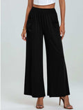 Pocketed Elastic Waist Wide Leg Pants - Trendsi - Flyclothing LLC