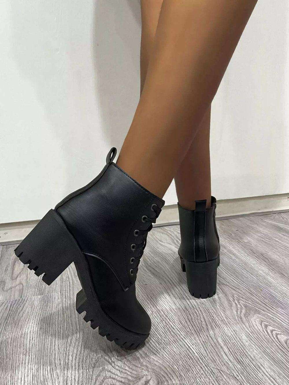 Round Toe Block Heels Boots - Trendsi - Flyclothing LLC