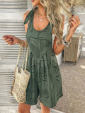 Devine Printed Tie Shoulder Overalls with Pockets - Trendsi - Flyclothing LLC