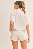 MABLE Polka Dot Collar Crop Top and Short Lounge Set - Trendsi - Flyclothing LLC