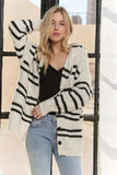 ADORA Horizontal Stripes Hoodie Cardigan - Trendsi - Flyclothing LLC