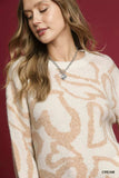 Umgee Heart Print Crew Neck Sweater - Trendsi - Flyclothing LLC