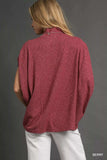 Umgee Textured Mock Neck Relaxed Top - Trendsi - Flyclothing LLC