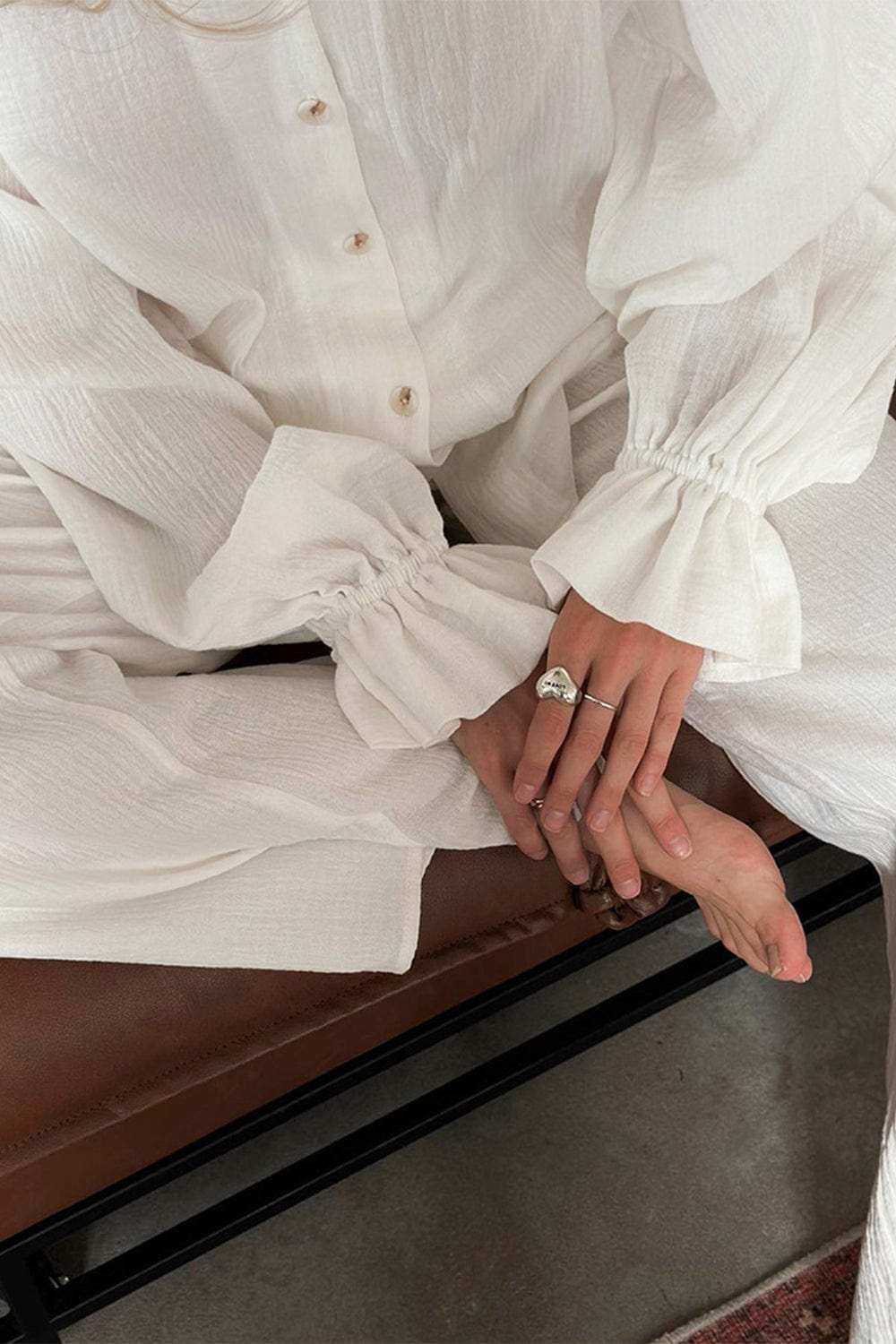 Breathable Ruffled V-Neck Long Sleeve Top and Pants Set - Trendsi - Flyclothing LLC