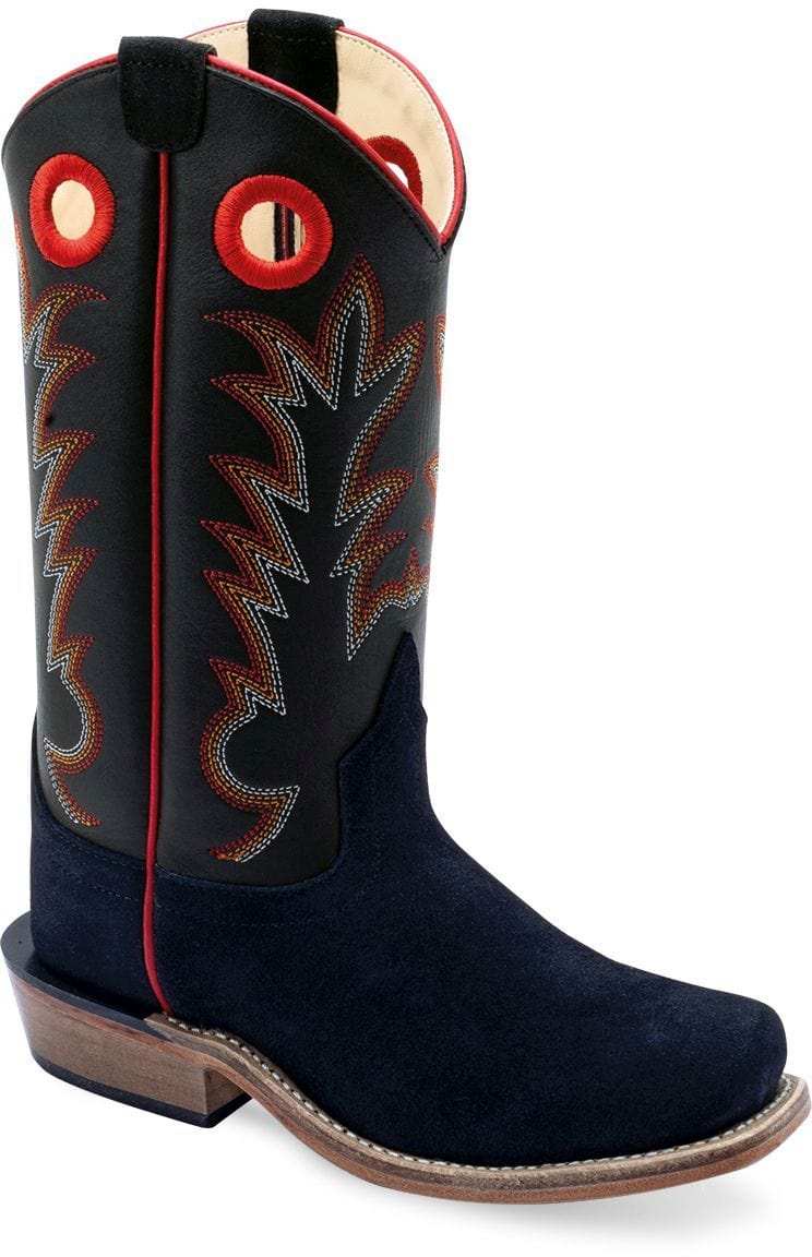 Old West Suede Black Foot Black Shaft YOUTH 'S MEDIUM SQUARE TOE BOOTS - Old West - Flyclothing LLC