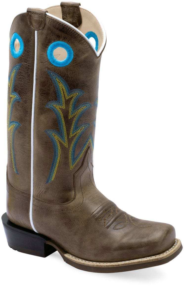 Old West Cactus Light Brown CHILDREN'S MEDIUM SQUARE TOE BOOTS - Old West - Flyclothing LLC