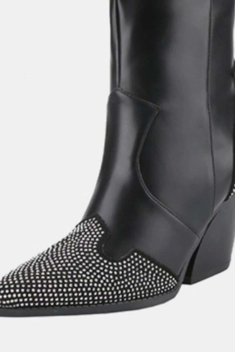 Weeboo Chunky Heel Rhinestone Decor Western Boots - Trendsi - Flyclothing LLC