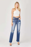 Risen Full Size Raw Hem Distressed Straight Jeans - Trendsi - Flyclothing LLC
