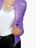 Full Size Sequin Long Sleeve Jacket Plus Size - Trendsi - Flyclothing LLC