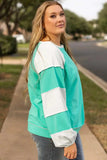 Plus Size Exposed Seam Color Block Long Sleeve Sweatshirt - Trendsi - Flyclothing LLC