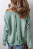 Exposed Seam Long Sleeve Sweatshirt - Trendsi - Flyclothing LLC