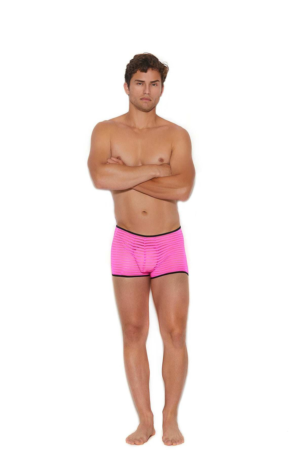 Elegant Moments Neon Pink Men's Striped Mesh Boxer Brief 82278 - Elegant Moments - Flyclothing LLC