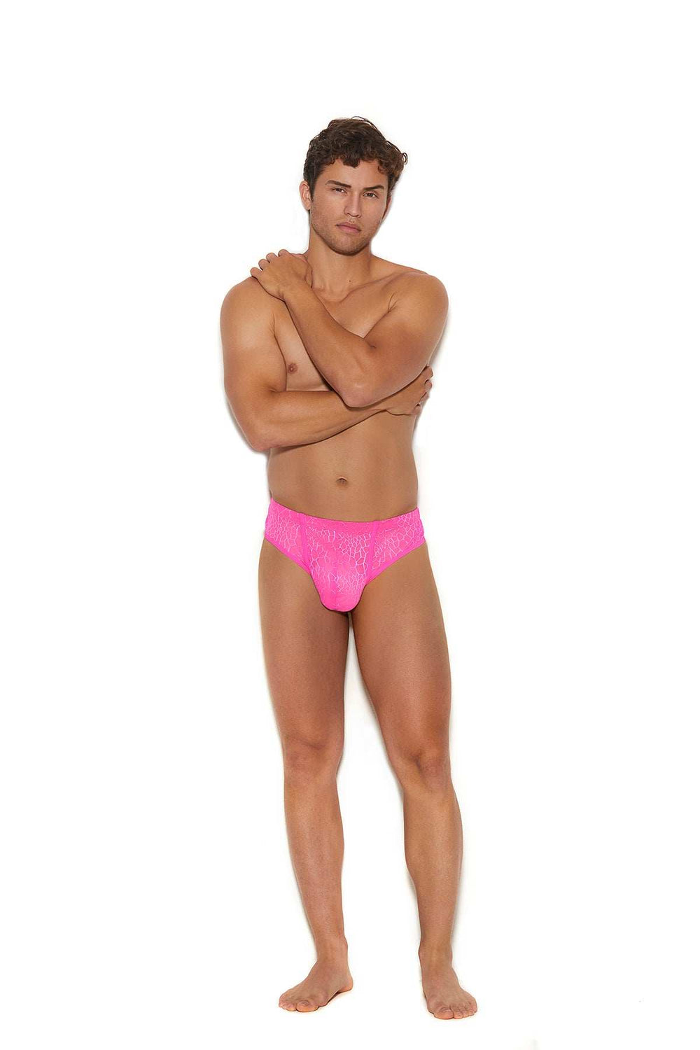 Elegant Moments Neon Pink Men's Mesh Print Brief 82310 - Elegant Moments - Flyclothing LLC
