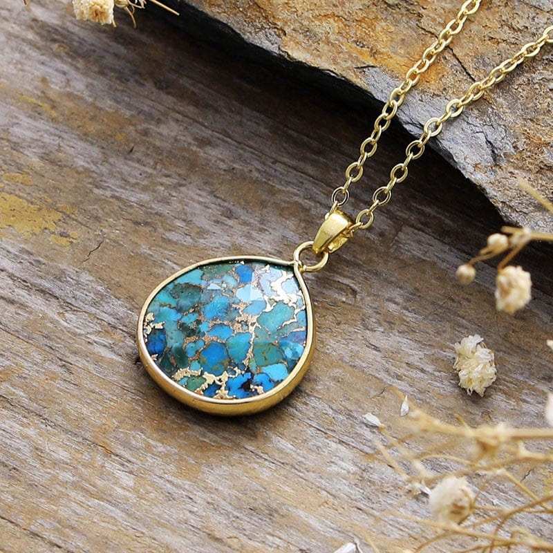 Turquoise Chain Pendant Necklace - Trendsi - Flyclothing LLC