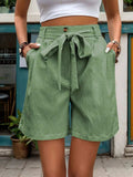 Tied High Waist Shorts with Pockets - Trendsi - Flyclothing LLC