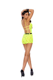 Elegant Moments Chartreuse Lace Romper 82385 - Elegant Moments - Flyclothing LLC