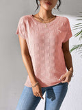 Round Neck Short Sleeve Knit Top - Trendsi - Flyclothing LLC