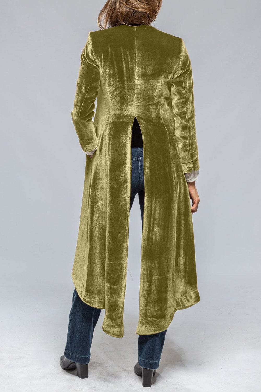 Slit Back Open Front Cardigan - Trendsi - Flyclothing LLC