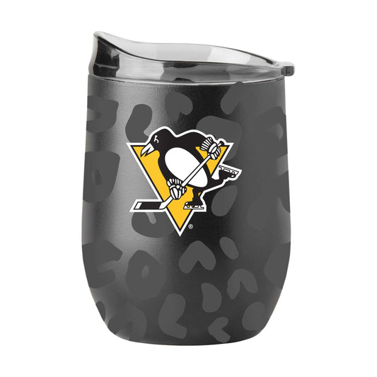 Pittsburgh Penguins Leopard 16oz Black Powdercoat Curved Beverage - Logo Brands - Flyclothing LLC