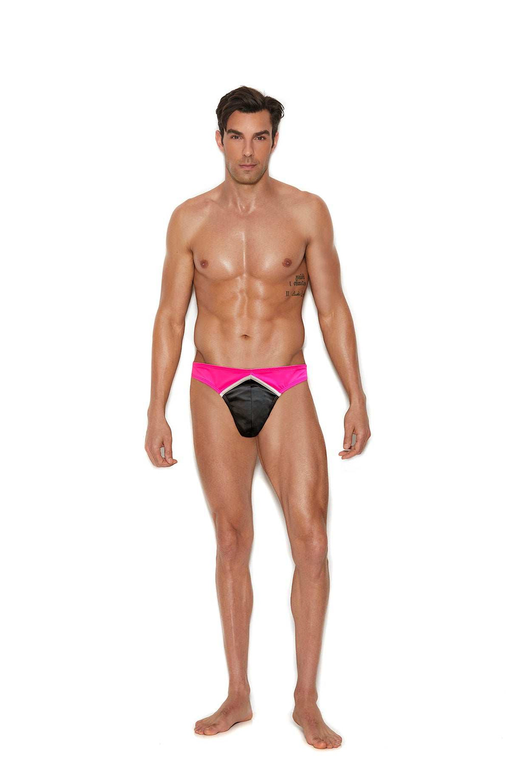 Elegant Moments Black/Neon Pink Mens Lycra Thong 82414 - Elegant Moments - Flyclothing LLC