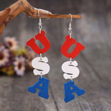 USA Wooden Letter Dangle Earrings - Trendsi - Flyclothing LLC