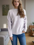 Mock Neck Long Sleeve Sweater - Trendsi - Flyclothing LLC