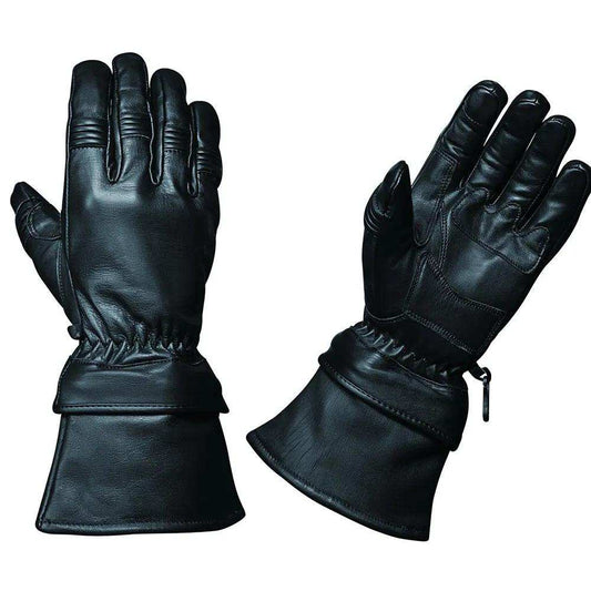 8247.00 - Mens Gauntlet Leather Gloves - Unik Just for Bikers - Flyclothing LLC