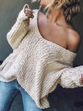 V-Neck Long Sleeve Sweater - Trendsi - Flyclothing LLC