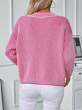Striped V-Neck Long Sleeve Sweater - Trendsi - Flyclothing LLC