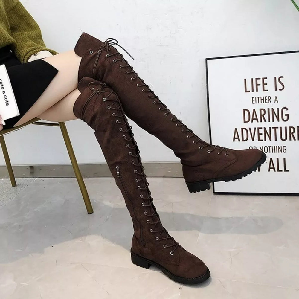 Lace-Up Over-the-Knee Boots - Trendsi - Flyclothing LLC