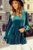 Peplum V-Neck Flounce Sleeve Blouse - Trendsi - Flyclothing LLC