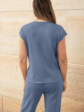 Round Neck Cap Sleeve Top and Pants Knit Set - Trendsi - Flyclothing LLC