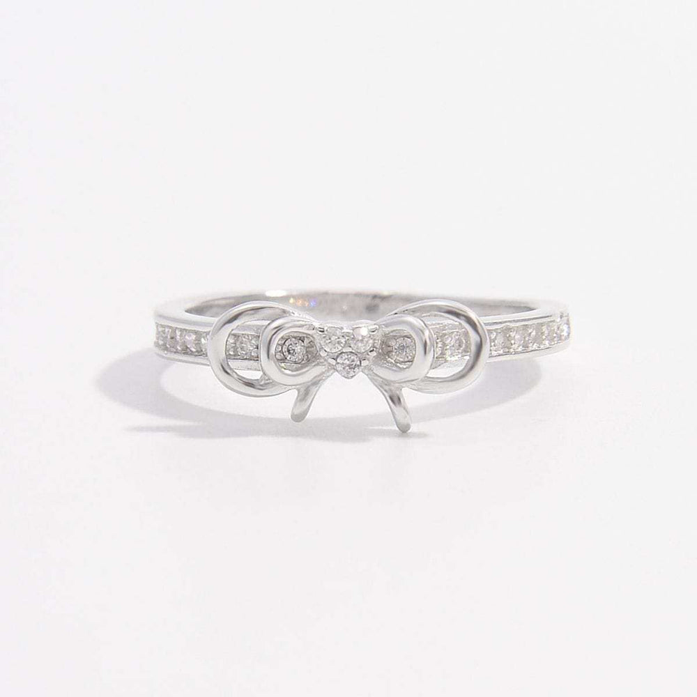 925 Sterling Silver Inlaid Zircon Bow Ring - Trendsi - Flyclothing LLC