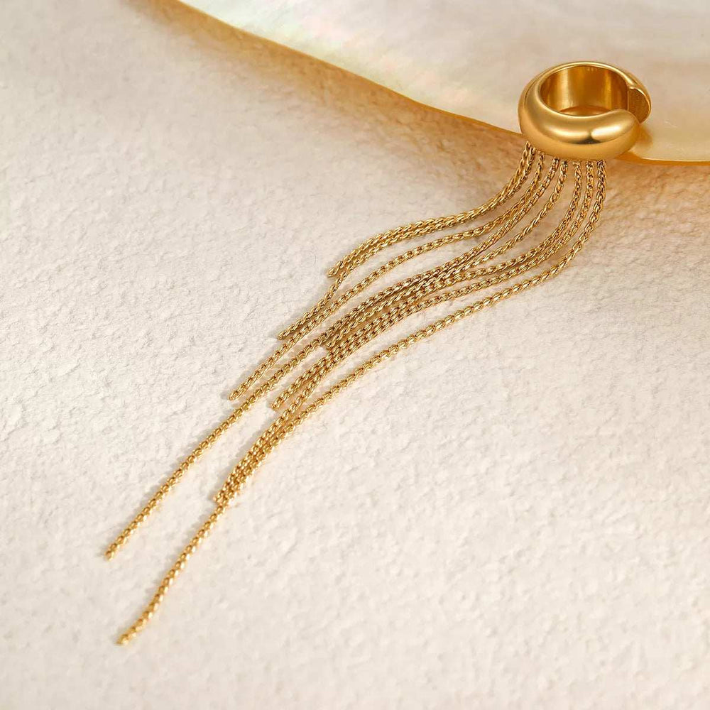 18K Gold-Plated Tassel Ear Cuff Earrings - Trendsi - Flyclothing LLC