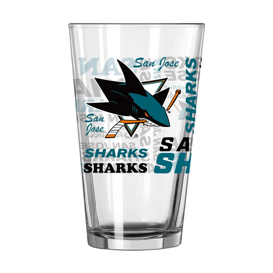 San Jose Sharks 16oz Spirit Pint Glass - Logo Brands - Flyclothing LLC